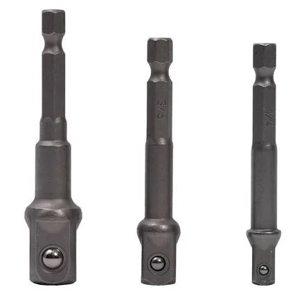 Set 3 adaptor priza Burghie cu tija 1/4" hexagonala 1/4-3/8-1/2''