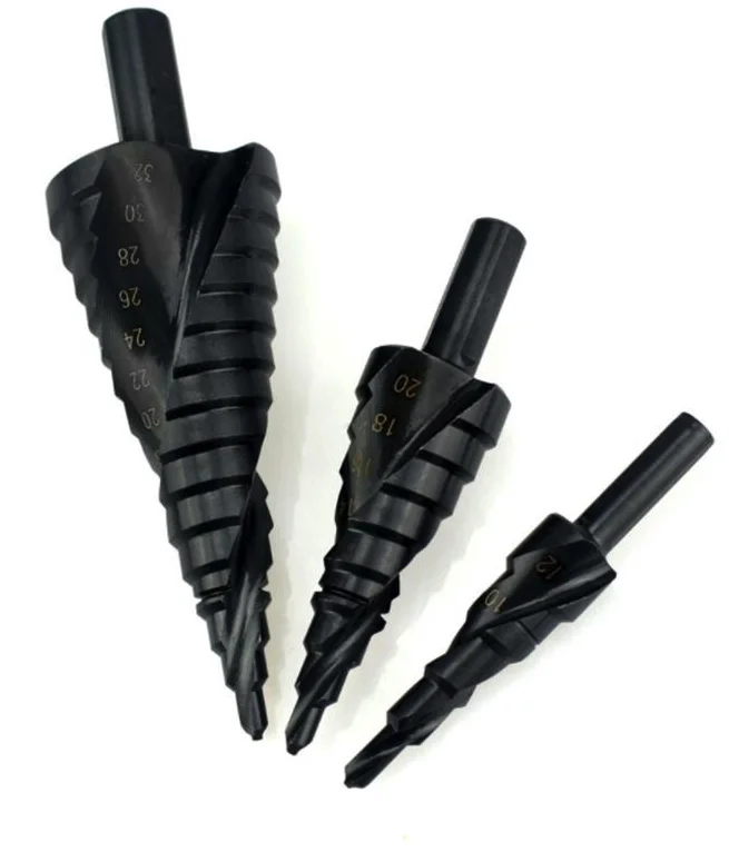 Set 3 Burghie In Trepte Spiralate HSS 4-32 Freze NEGRE