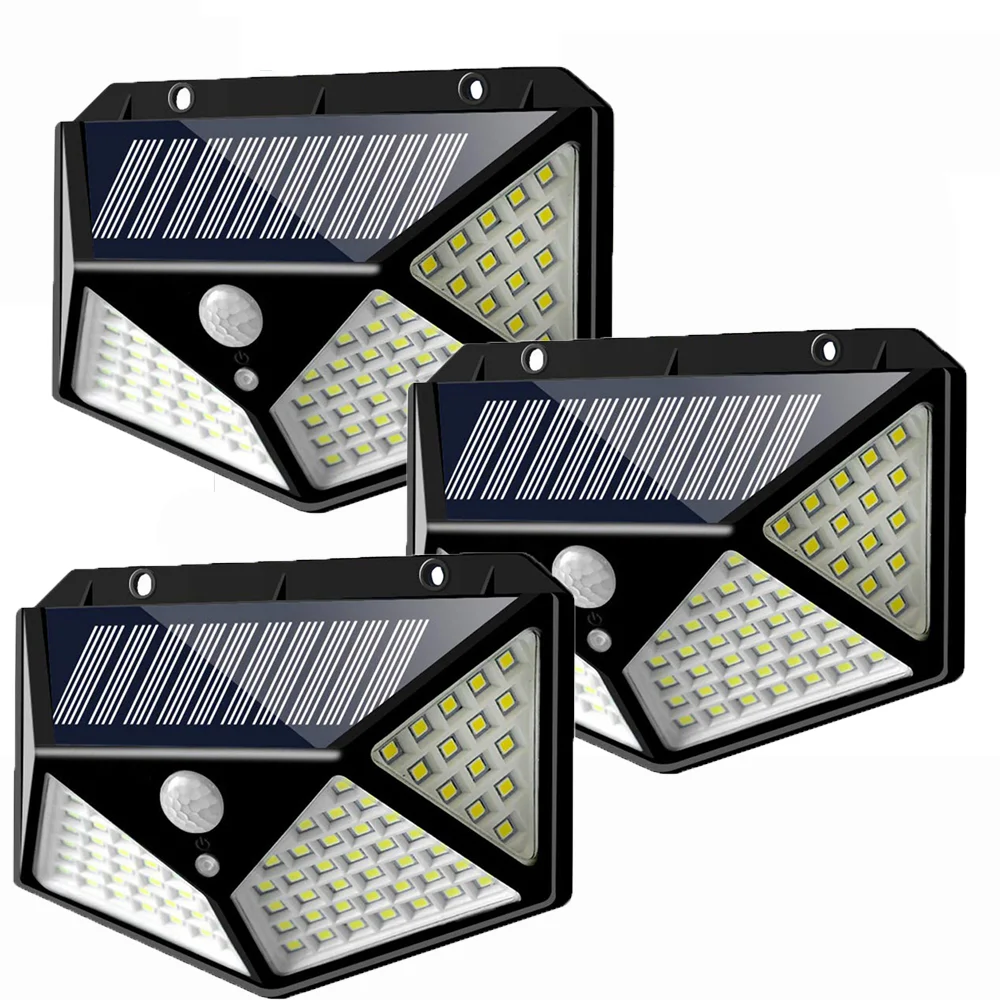 Set 3 Lampi ULTRA 100 LED Solare cu senzor de miscare si lumina 3 moduri ILUMINARE