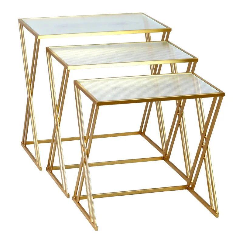 Set 3 masute de cafea Pitche  Auriu 80x37x123 cm