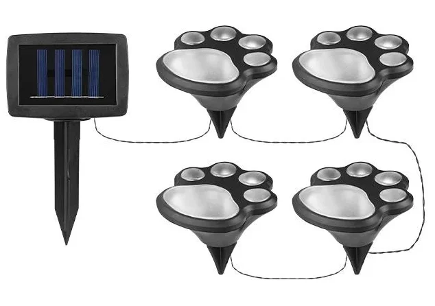 Set 4 Lampi solare led tip labuta de caine cu infigere in gazon