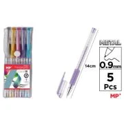 Set 5 rollere cu gel Main Paper, varf 0. 9 mm, culori metalizate