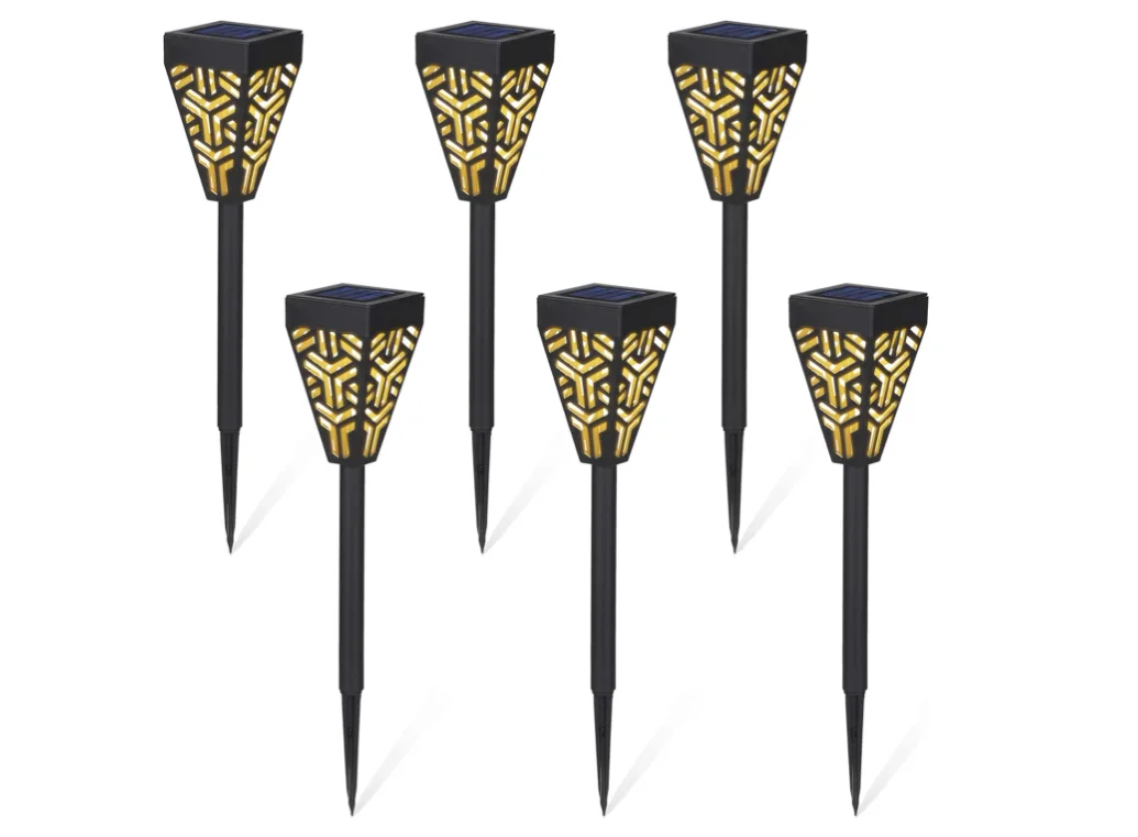 Set 6 lampi solare decorative pentru gradina alb cald model triunghi