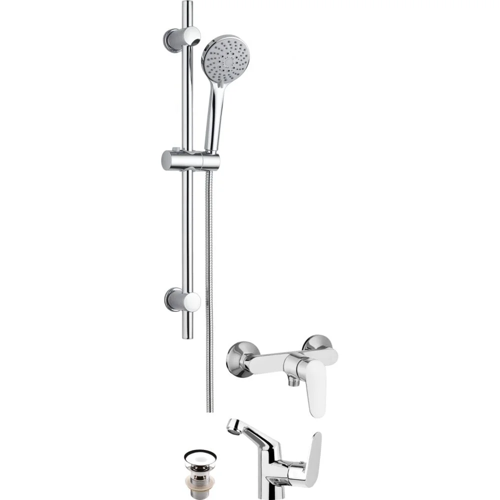 Set baie baterie lavoar cu ventil inclus, baterie dus si set de dus Deante, Chaber