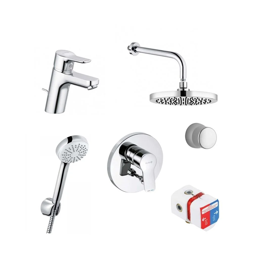 Set baie cu baterie lavoar, baterie dus, corp incastrat si set de dus Kludi, Pure  Easy