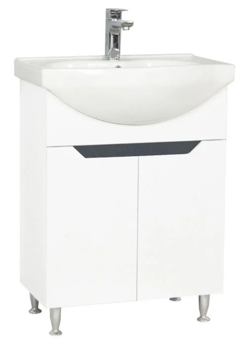 Set Baza front MDF si Lavoar seria 050, montat, 60 cm, alb + antracit