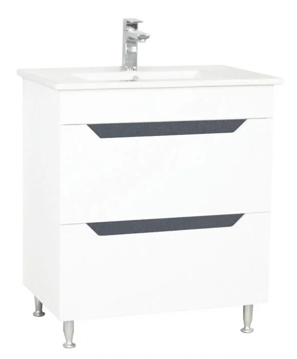 Set Baza front MDF si Lavoar seria 056, 70 cm, alb + antracit