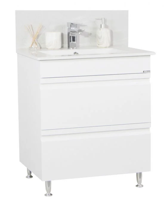 Set Baza front MDF si Lavoar seria 086, cu sertare, 70 cm, alb