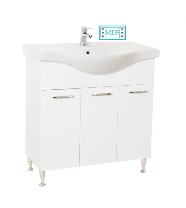 Set Baza front MDF si Lavoar seria 153, montat, 80 cm, alb