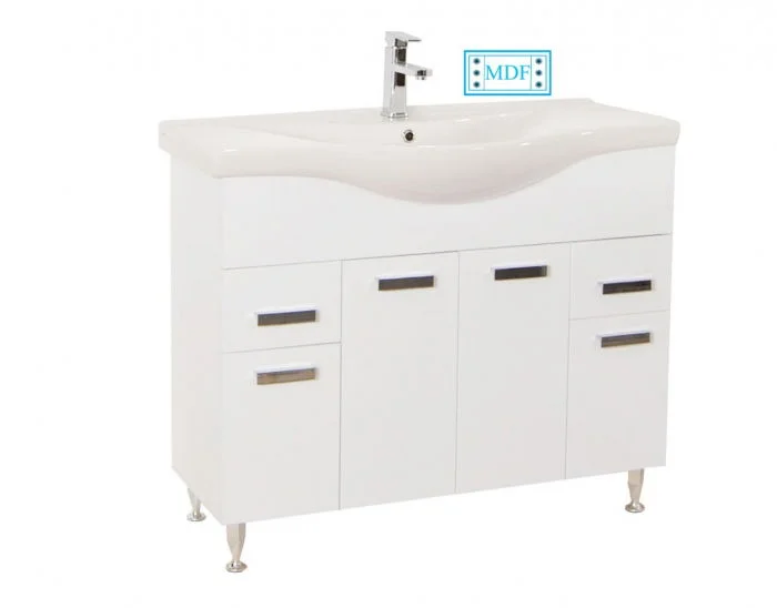 Set Baza front MDF si Lavoar seria 169, cu sertare, 100 cm, alb