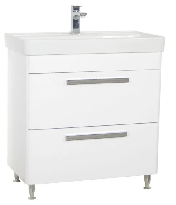 Set Baza front MDF si Lavoar seria 501, cu sertare, 80 cm, alb