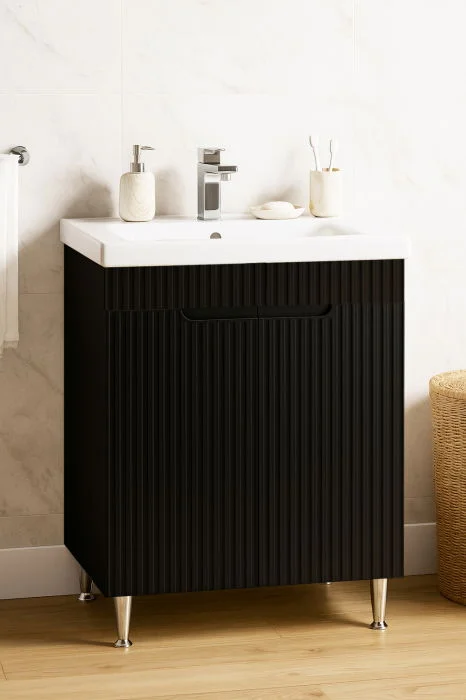 Set Baza front MDF si Lavoar seria 733, 60 cm, negru