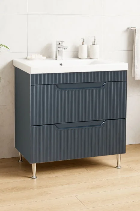 Set Baza front MDF si Lavoar seria 733, cu sertare, 80 cm, antracit