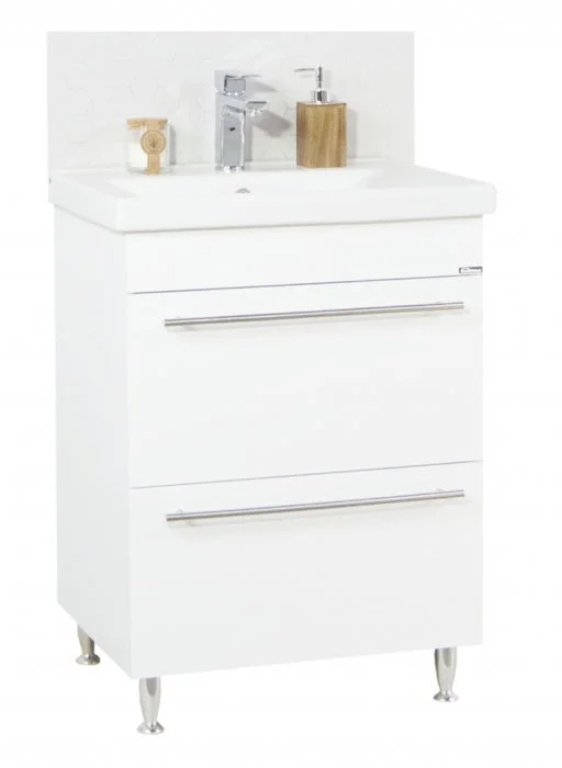 Set  Baza front MDF si Lavoar seria 754, cu sertare, 60 cm, alb