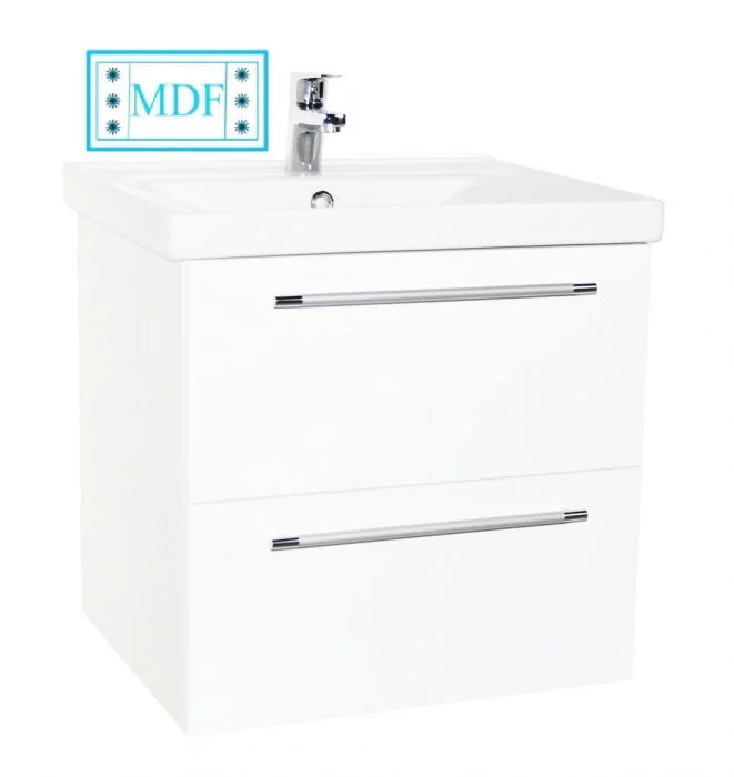 Set Baza front MDF si Lavoar seria 754, suspendata cu sertare, 60 cm, alb