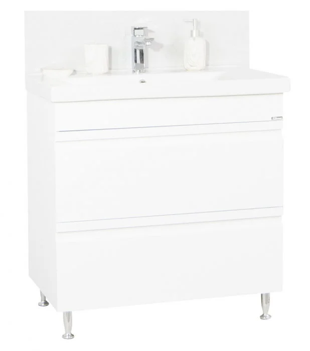 Set Baza front MDF si Lavoar seria 786, cu sertare, 80 cm, alb