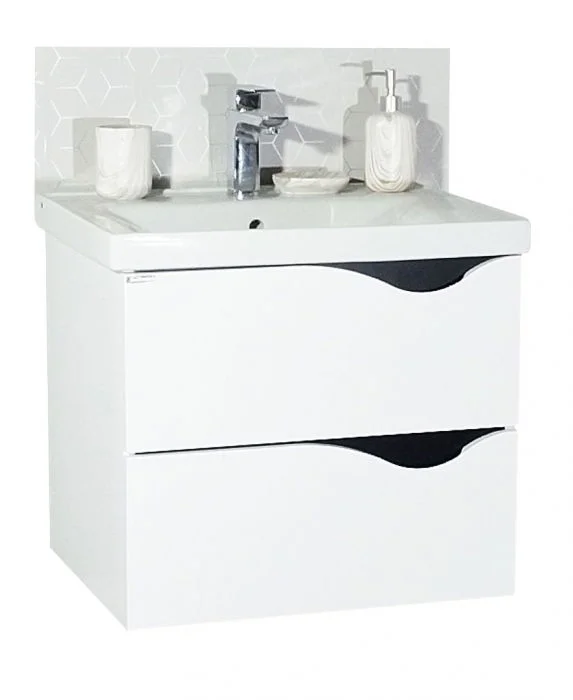 Set Baza front MDF si Lavoar seria 797, suspendata cu sertare, 60 cm, alb