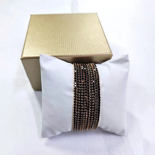 Set bratari elastice With Sparks, cu cristale artizanale, Negru/Auriu