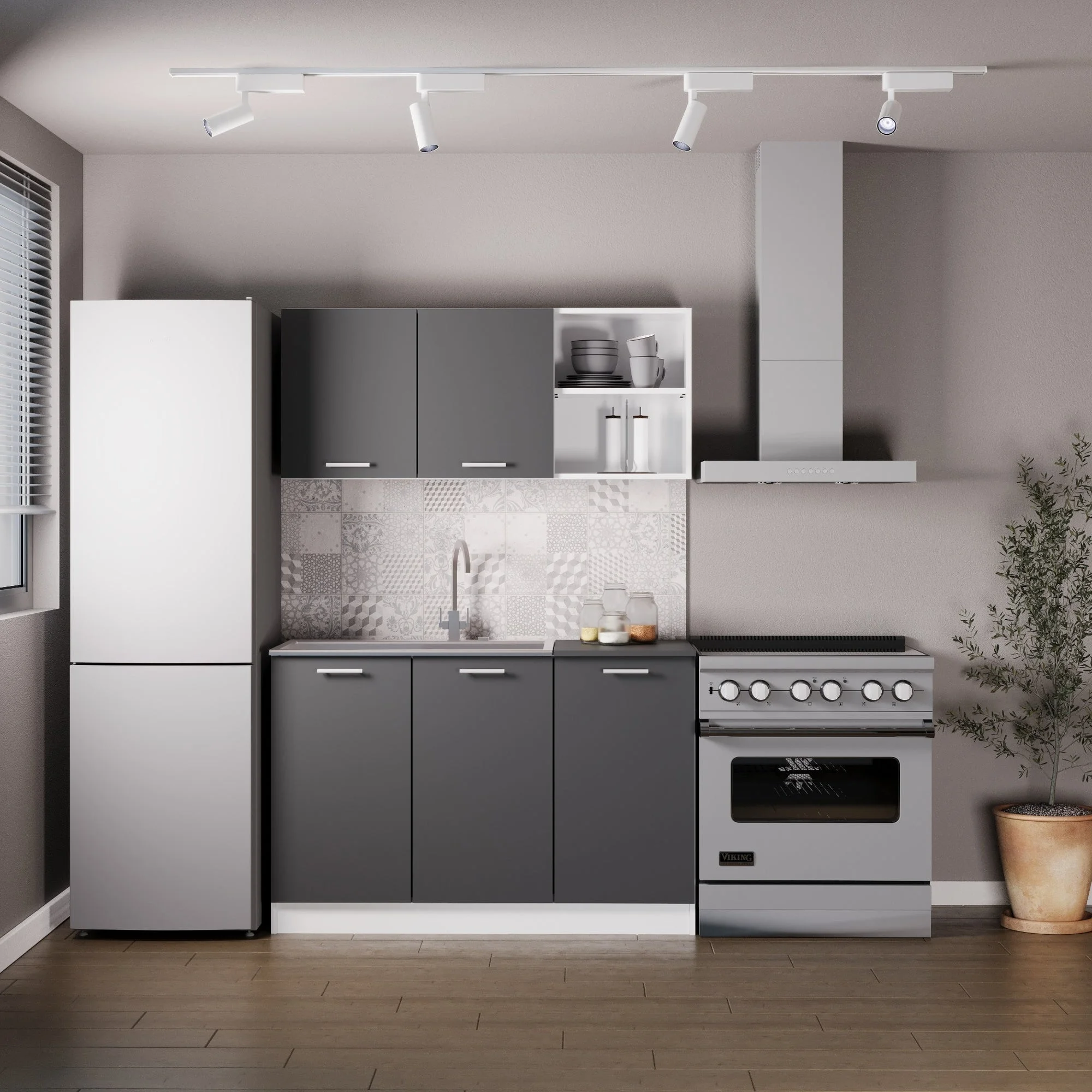 Set Bucatarie Ara, Antracit/Alb, L 120 cm