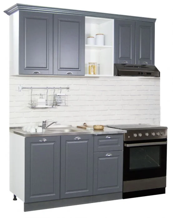 Set bucatarie SQUARE 180 cm, 3 corpuri, blat termorezistent, fronturi MDF, antracit