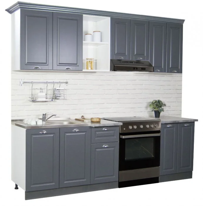 Set bucatarie SQUARE 240 cm, 5 corpuri, blat termorezistent, fronturi MDF, antracit