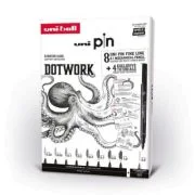 Set cadou 8x Liner UNI PIN-200 DOTWORK, 1 creion mecanic 0. 5, 4 tutoriale carton
