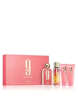 Set cadou Afnan 9AM (Apa de parfum, 100 ml + Gel de dus, 100 ml + Spray de corp, 150 ml + Lapte de corp, 100 ml), pentru femei