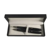 Set cadou stilou + pix Cresco Symphony 850005 SY-02, corp metalic negru clips argintiu