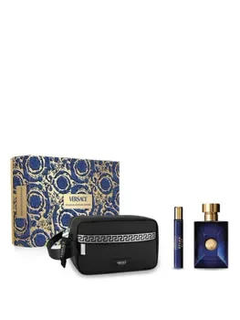 Set cadou Versace Dylan Blue (Apa de toaleta, 100 ml + Apa de toaleta, 10 ml + Geanta pentru cosmetice), pentru barbati