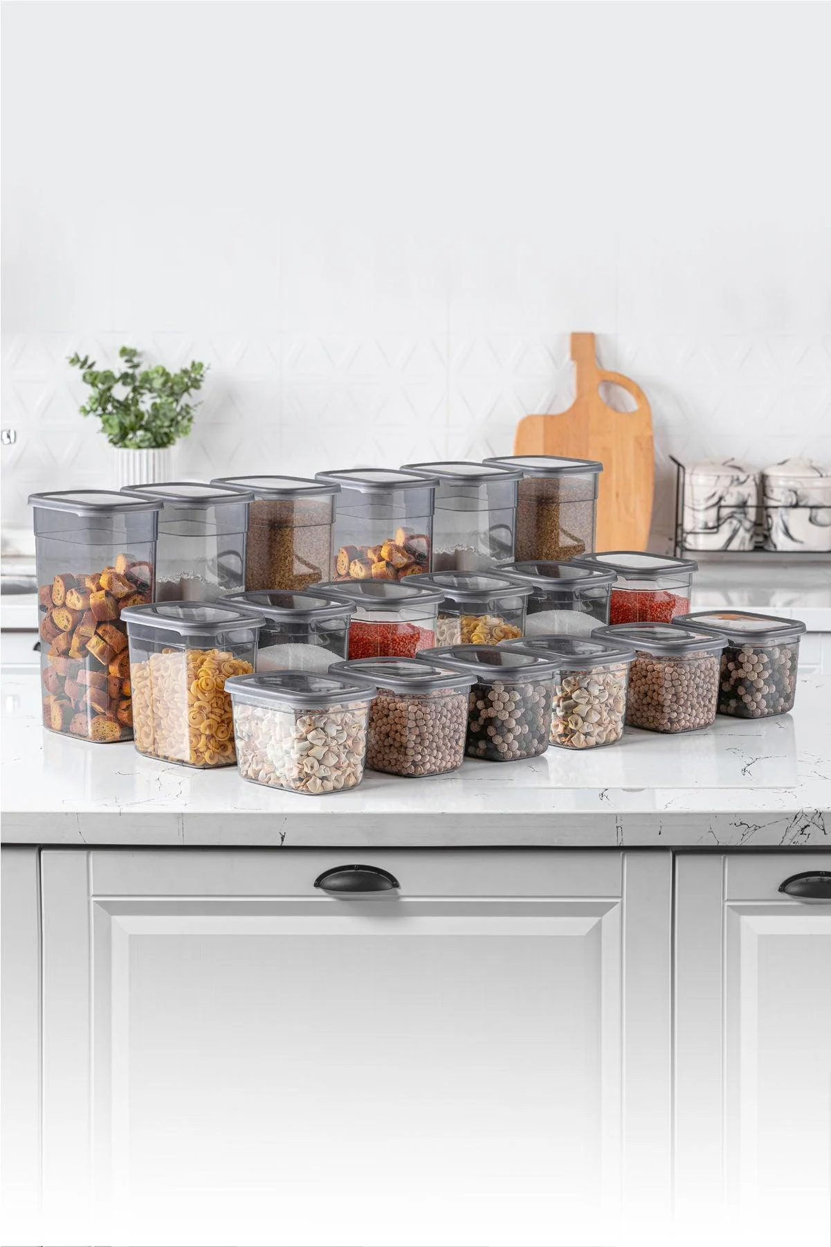 Set cutie de depozitare, Gri, 12 x 28 x 17 cm