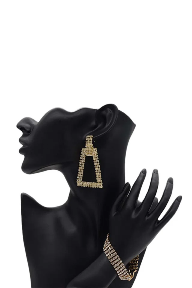 Set Darias, cercei si bratara din pietre semipretioase, auriu, SD013