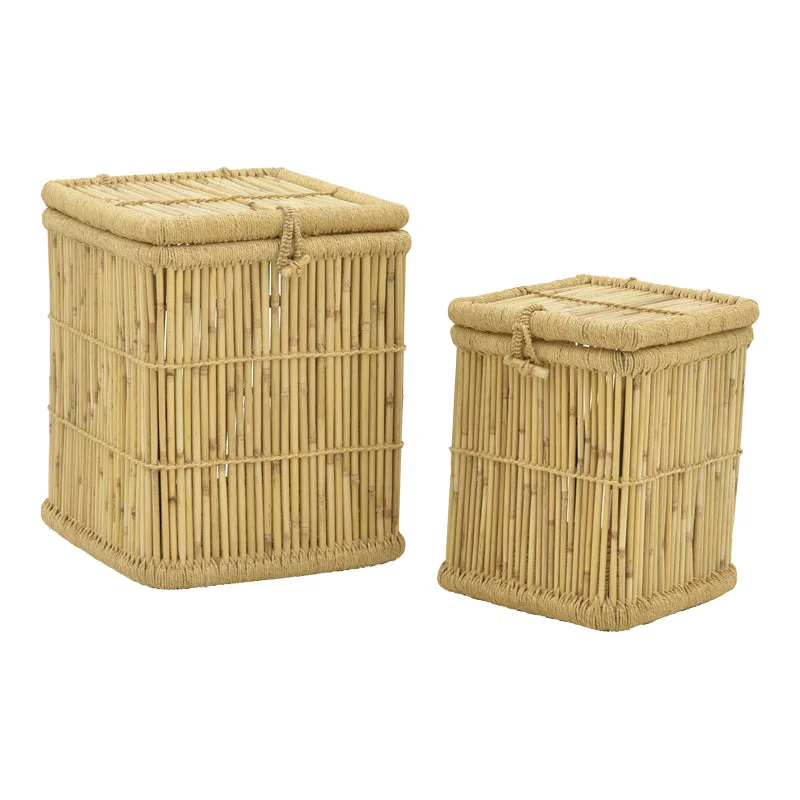 Set de 2 cosuri de rufe Dremia bambus Natural 46x46x55 cm