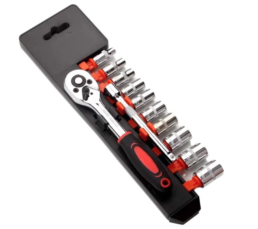 Set de Chei Tubulare 1/4" cu Clicket - 12 Bucati, din Crom si Vanadiu