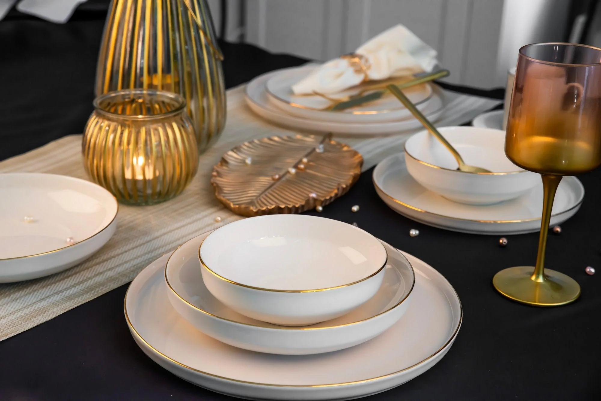 Set de cină Ana, Bej, 26x2x26 cm