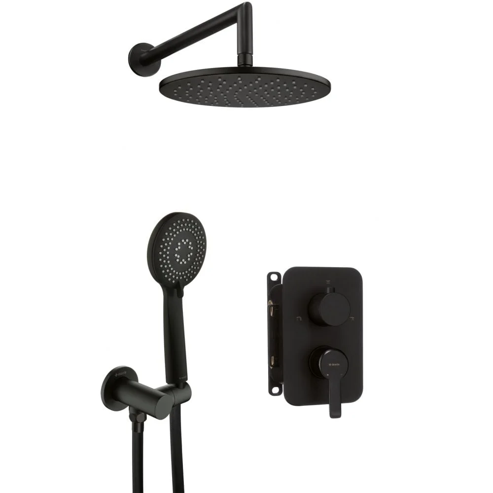 Set de dus incastrat cu baterie inclusa, culoare negru mat, Deante Arnika