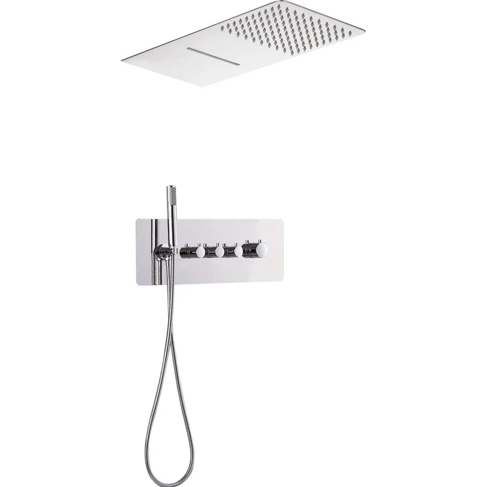 Set de dus incastrat slim cu diverter triplu si baterie termostata Deante, Slim Line