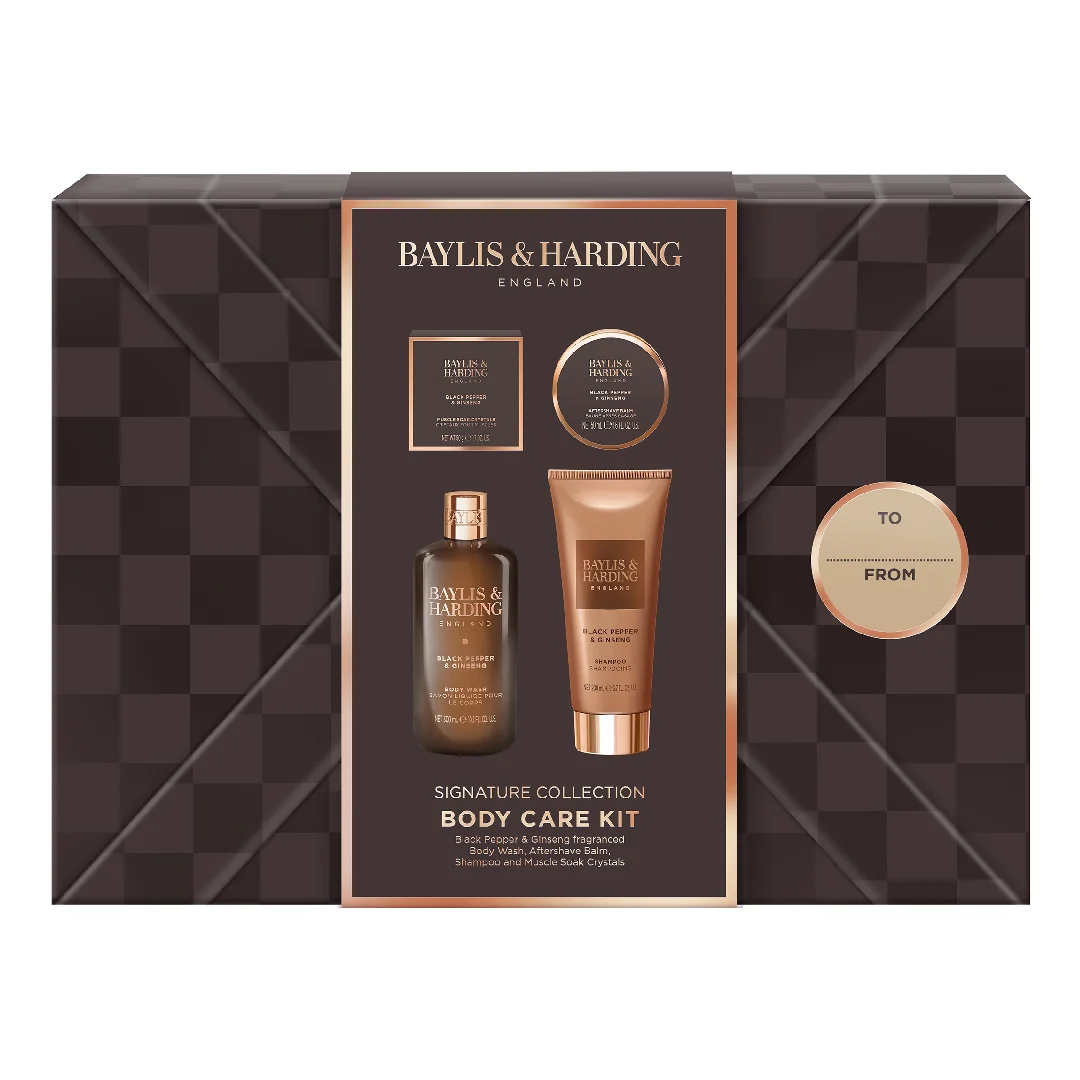 Set de ingrijire corp, Black Pepper & Ginseng, 4 piese, Baylis & Harding