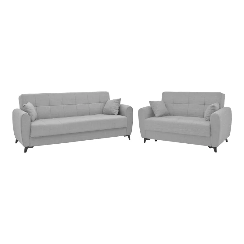 Set de living 2 piese Lincoln din material , Gri deschis 85x225