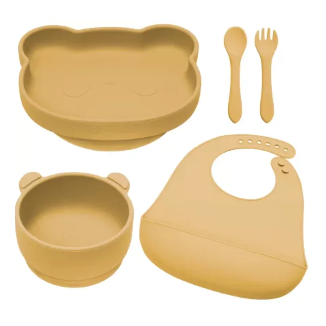 Set diversificare din silicon Panda, 6 luni+, Honey, Appekids