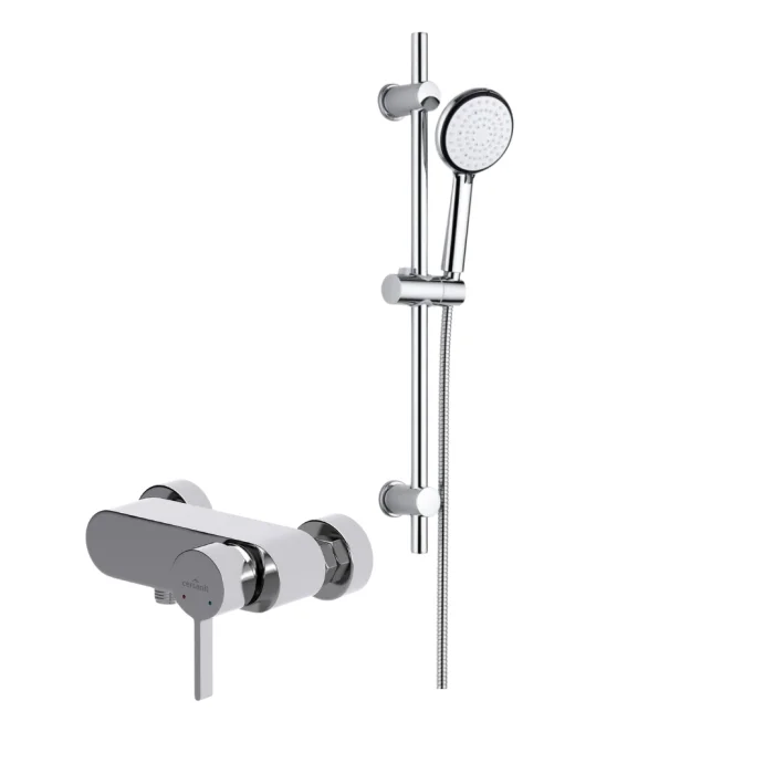 Set dus cu bara, furtun si para dus cu 6 functii Deante Boro si baterie dus Cersanit Luvio