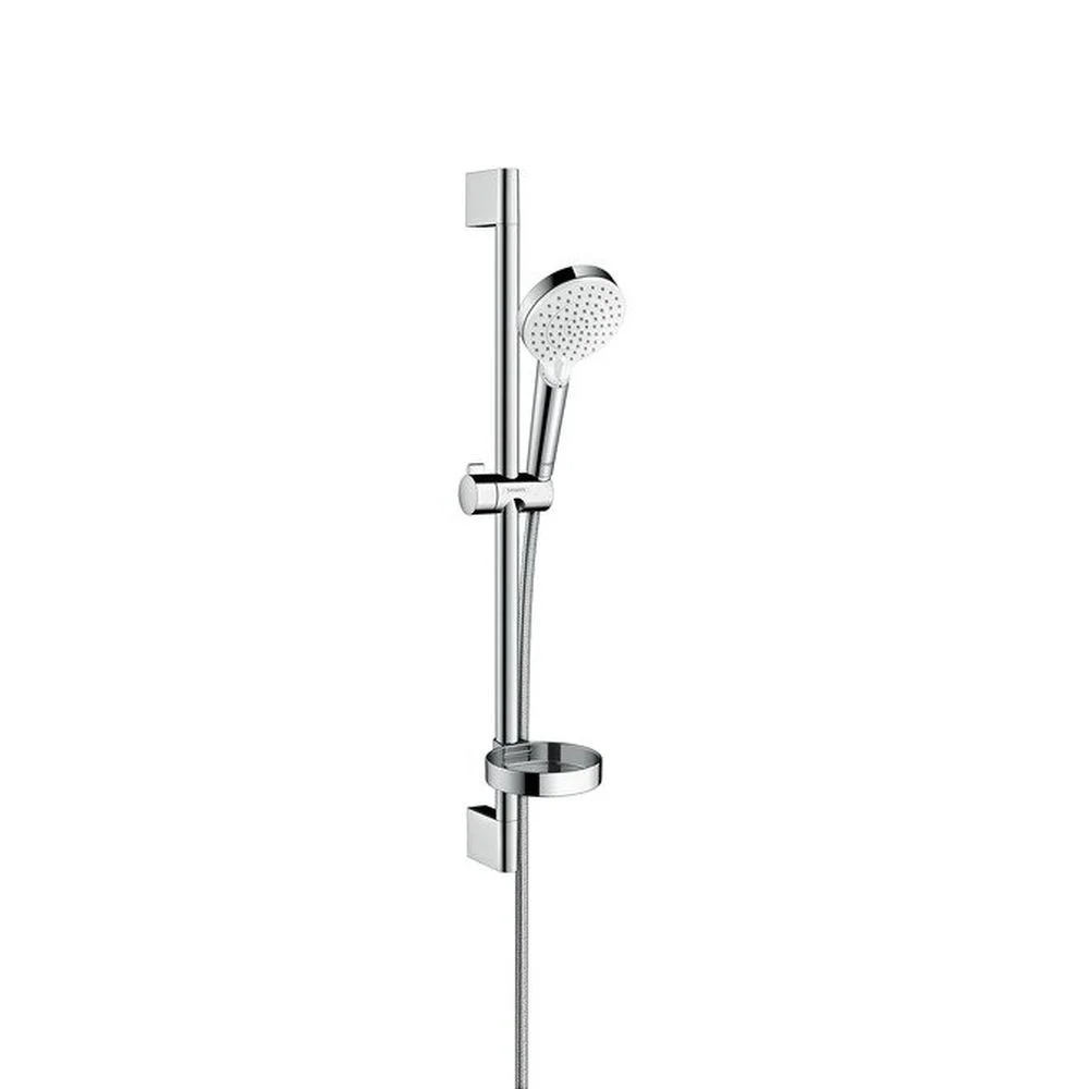 Set dus cu bara unica 0.65 m si sapuniera, culoare alb-crom, Hansgrohe Crometta Vario
