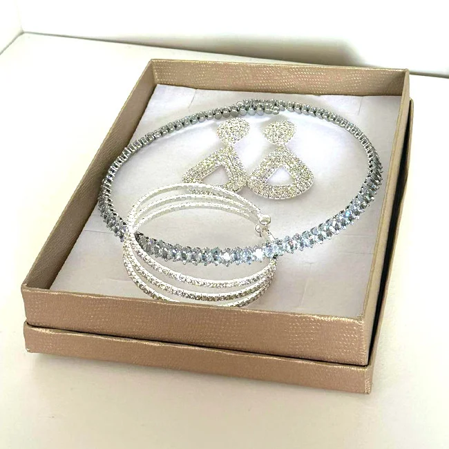 Set Emporia, cercei, colier si bratara din pietre semipretioase, Argintiu