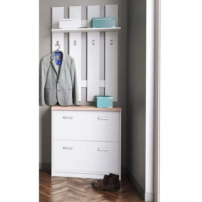 Set hol TOP MIX, 2 piese, pantofar si cuier, alb