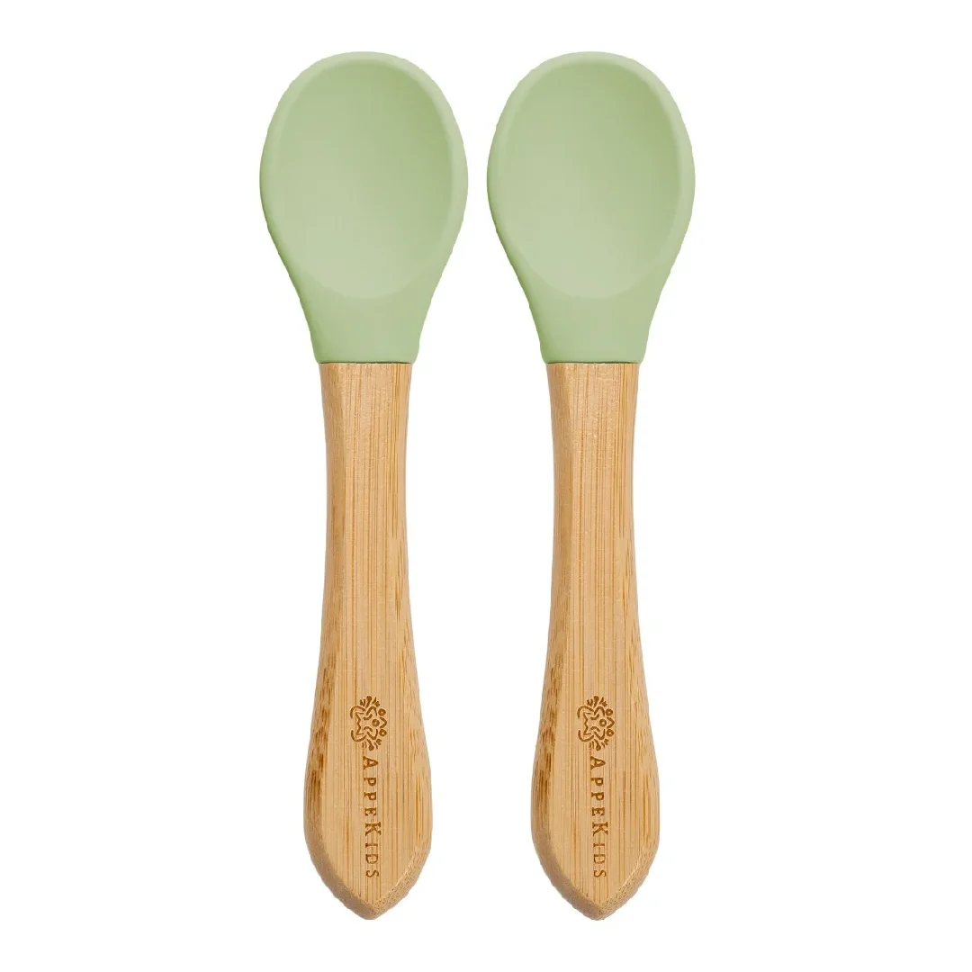 Set lingurite din bambus, 6 luni+, Raw Green, Appekids