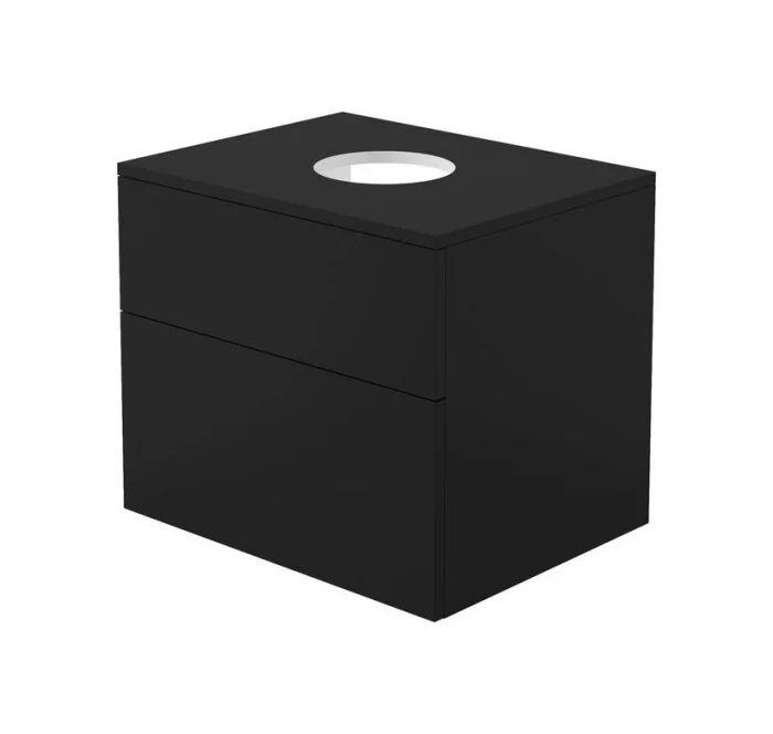 Set mobilier baie suspendat 60 cm cu blat inclus, negru mat, Deante Prizma