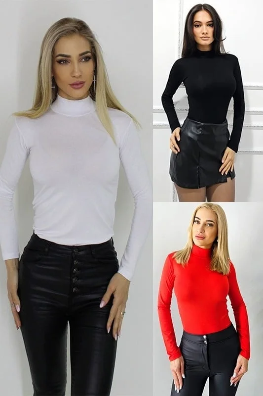 Set promo, cu trei piese malete Lady Liza Red Statement, cu guler pe gat si textura subtire, Marime S/M