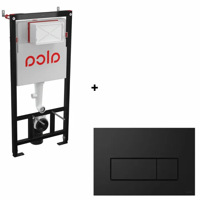 Set rezervor incastrat Alcaplast, cu clapeta de actioanre negru mat Cersanit Opti B1