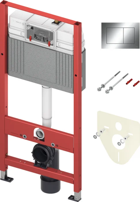 Set rezervor incastrat TECEbase, clapeta TECEnow crom lucios si sistem de fixare inclus