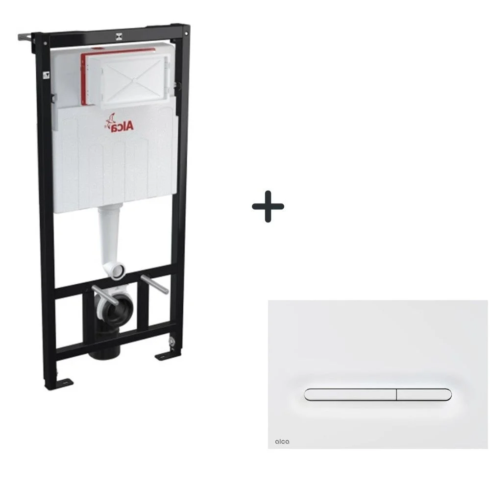 Set rezervor wc incastrat cu set fixare si clapeta alb mat Alcadrain M1876