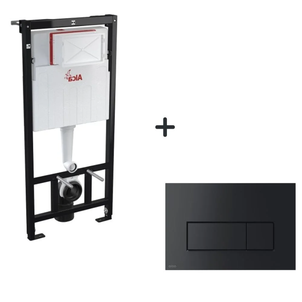 Set rezervor wc incastrat cu set fixare si clapeta negru mat Alcaplast 578